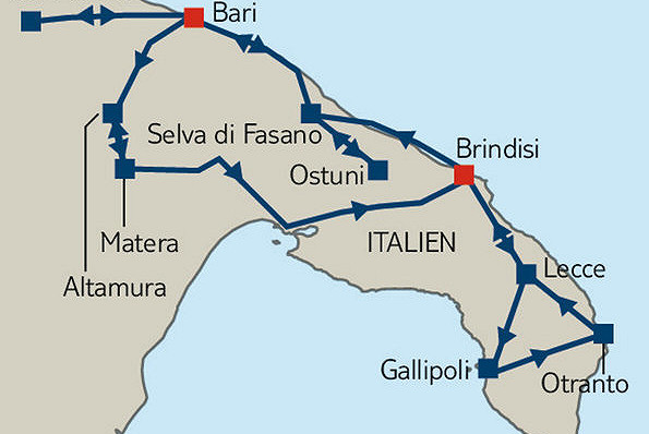 Klassische Apulien Rundreise mit Basilikata für Selbstfahrer